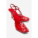 LuviShoes ALLOS Kırmızı Rugan Kadın Topuklu Ayakkabı