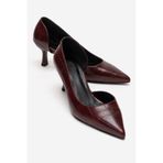LuviShoes AREL Bordo Baskı Kadın Topuklu Ayakkabı