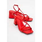 LuviShoes Daisy Kırmızı Cilt Kadın Topuklu Ayakkabı