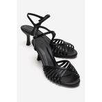 LuviShoes DANICA Siyah Cilt İnce Bantlı Kadın Topuklu Ayakkabı