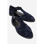 LuviShoes DEXARA Lacivert Süet Hakiki Deri Kadın Sandalet