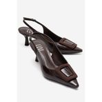 LuviShoes DUBLIN Kahverengi Baskı Tokalı Kadın Topuklu Ayakkabı