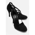 LuviShoes ELIZA Siyah Süet Kadın Topuklu Ayakkabı