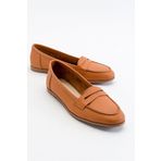 LuviShoes F02 Taba Cilt Kadın Babet