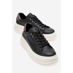 LuviShoes GUENO Siyah Cilt Hakiki Deri Kadın Spor Ayakkabı