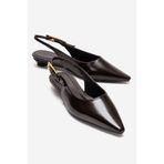 LuviShoes JENNA Kahverengi Cilt Sivri Burunlu Kadın Alçak Topuklu Ayakkabı