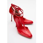 LuviShoes JON Kırmızı Rugan Kadın İnce Topuklu Ayakkabı