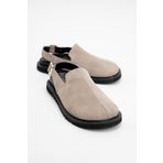 LuviShoes LABY Bej Süet Hakiki Deri Kadın Sandalet