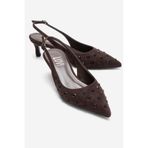 LuviShoes LOREX Kahverengi Süet Taşlı Kadın Topuklu Ayakkabı