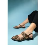LuviShoes Paloma Siyah Sarı Desenli Altın Tokalı Kadın Sandalet