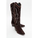 LuviShoes PİETRO Kahverengi Hakiki Deri Süet Kadın Western Çizme