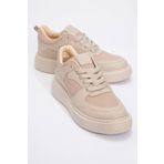 LuviShoes PURE Bej Cilt Kadın Spor Ayakkabı