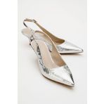 LuviShoes Value Gümüş Desenli Kadın Topuklu Ayakkabı