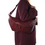 LuviShoes VENTA Bordo Örgü Kadın Büyük Bel Çantası