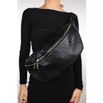 LuviShoes VENTA Siyah Örgü Kadın Büyük Bel Çantası