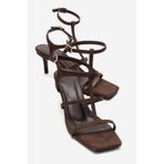 LuviShoes VIENTO Kahverengi Süet Bantlı Kadın İnce Topuklu Ayakkabı