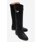 Luvishoes Yoko Siyah Nubuk Kemerli Kadın Binici Çizme Siyah