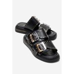 LuviShoes ZLEY Siyah Şeffaf Tokalı Kadın Terlik