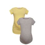 LuvmaBelly MYRA2017-2015 Gri Sarı Hamile T-Shirt Seti