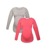 LuvmaBelly MYRA2304-2305 Gri Pembe Hamile T-Shirt Seti