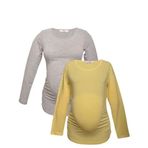 LuvmaBelly MYRA2309-2304 Sarı Gri Hamile T-Shirt Seti