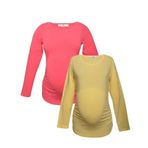 LuvmaBelly MYRA2309-2305 Sarı Pembe Hamile T-Shirt Seti