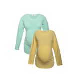 LuvmaBelly MYRA2309-2306 Sarı Mint Hamile T-Shirt Seti