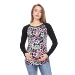 LuvmaBelly MYRA2353 Siyah Çiçekli Çizgili Parçalı Hamile T-Shirt