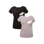 LuvmaBelly MYRA2501-2503 Siyah Gri Emzirme Hamile T-Shirt Seti