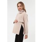 LuvmaBelly MYRA4283 Bej Fermuarlı Hamile Sweatshirt
