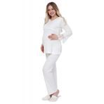 LuvmaBelly MYRA9510 Ekru Dantelli Düğmeli Flaplı Hamile Pijama Takımı