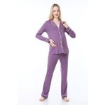 Luvmabelly Myra9552 Düğmeli Biyeli Hamile Pijama Takımı -mor