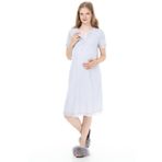 LuvmaBelly MYRA9590 Gri Önden Çıt Çıtlı Dantelli Hamile Geceliği