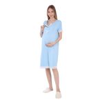 LuvmaBelly MYRA9591 Mavi Önden Çıt Çıtlı Dantelli Hamile Geceliği