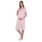LuvmaBelly MYRA9592 Pembe Önden Çıt Çıtlı Dantelli Hamile Geceliği