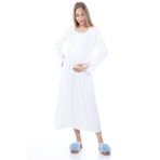 LuvmaBelly MYRA9620 Dantelli Düğmeli Hamile Gecelik - Ekru