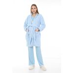 Luvmabelly Myra9701 Peluş Sabahlıklı Hamile Pijama Takımı -mavi
