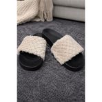 luvo shoes GÜNLÜK ORTOPEDİK KAYMAZ TABAN KÜRKLÜ YUMUŞAK EKRU KADIN EV TERLİĞİ