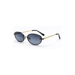 Luvron Siyah Cam Gold Retro Oval Çerçeve İnce Sap Unisex UV400 Vintage Retro Güneş Gözlüğü