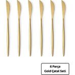 Lüx 6 Parça Gold Bıçak Seti Paslanmaz Çelik Çeyiz Bıçak Takımı Parlak Pürüzsüz Gold Series - 6'lı Set
