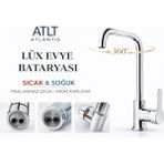Lüx Evye Bataryası Sıcak Soğuk Musluk Banyo Mutfak Lavabo Paslanmaz Çelik 360 Dönmeli 2 Yıl Garanti - Krom