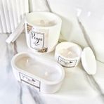 Lux Home 3 Lü Set %100 Doğal Soya Wax Mum , Kavanoz Mum - Beyaz