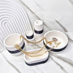 Lux Home 5 Li Set Siyah Satenli Dekoratif Mumluk ,samdan Yuvarlak Kavanoz - Beyaz
