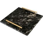 Lux & Marble Black Tetra - Siyah Mermer Kare Tepsi