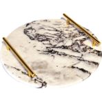 Lux & Marble Luna - Beyaz Mermer Yuvarlak Tepsi