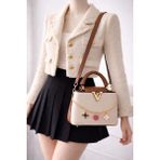 Lux Marka Kadın El ve Omuz Çantası İthal Model Günlük Kullanım Şık Tasarım - Krem - Taba