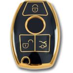 Lüx Mercedes Benz 2001-2016 Arası Be Tipi Nano Anahtar Kılıfı Siyah Gold Altın Renk - Siyah - Altın