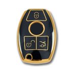 Lüx Mercedes Uyumlu Benz 2001-2016 Arası Be Tipi Nano Anahtar Kılıfı Siyah - Gold Altın