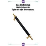 Lüx Metal Vidalı - Dolap, Şifonyer, Ünite,komodin, Mutfak Dolabı, Kulbu Vida Hediye - Siyah - Gold - 128mm