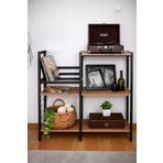 Lux poster house Nordic Tarz Ahşap Metal Plaklık | Dekoratif Raflı Plak Standı - Pikap Üstü Raflı